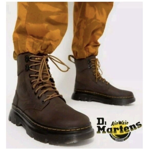 Dr. Martens Tarik Crazy Horse Combat Boots Chunky Brown Lace Up Men’s 7 Womens 8